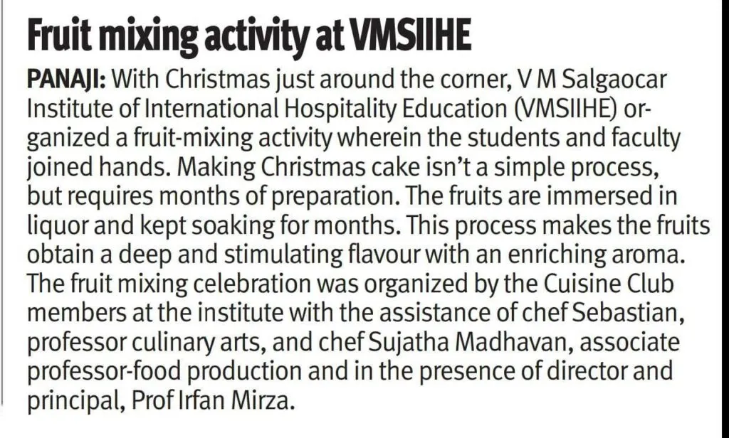 VMSIIHE -Hospitality College India-News
