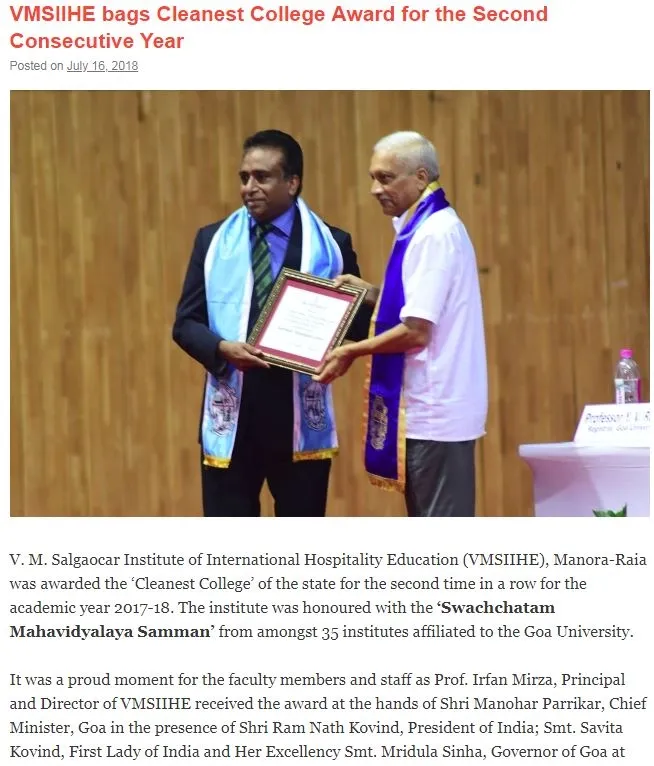 VMSIIHE -Hospitality College India-News