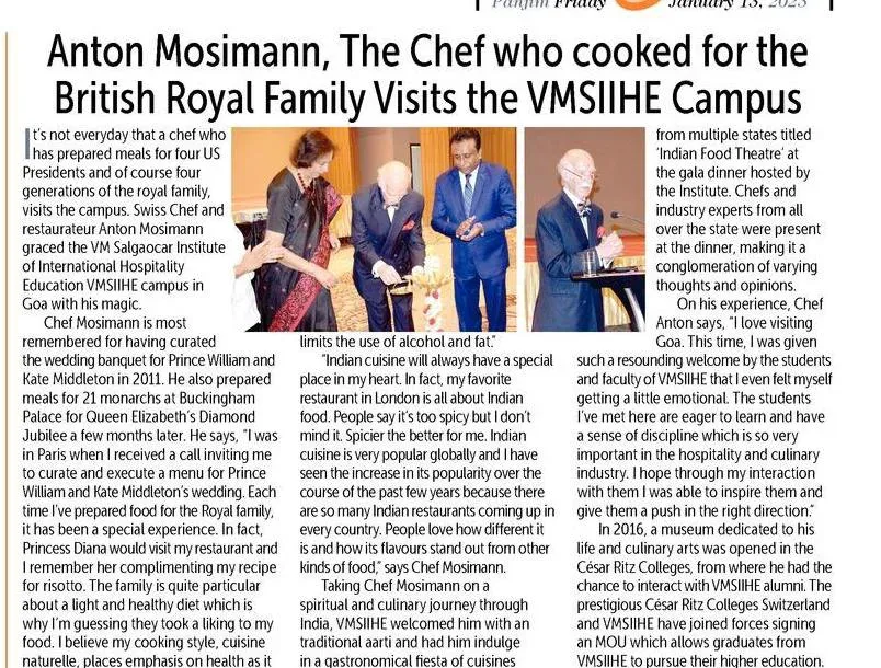 VMSIIHE -Hospitality College in Goa, India-News