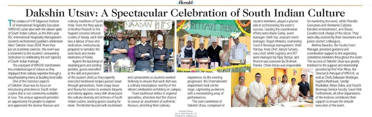 VMSIIHE -Hospitality College India-News