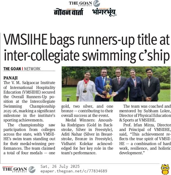 VMSIIHE bags runners-up title at inter-collegiate swimming c’ship