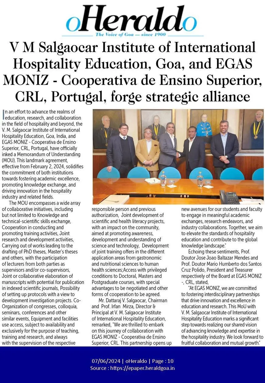 VMSIIHE & EGAS MONIZ -cooperation de ensino superiour CRL, portugal, forge statergic alliance