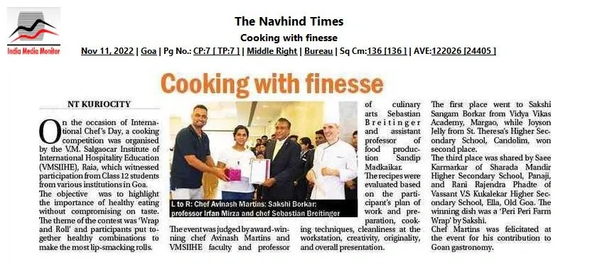VMSIIHE -Hospitality College India-News