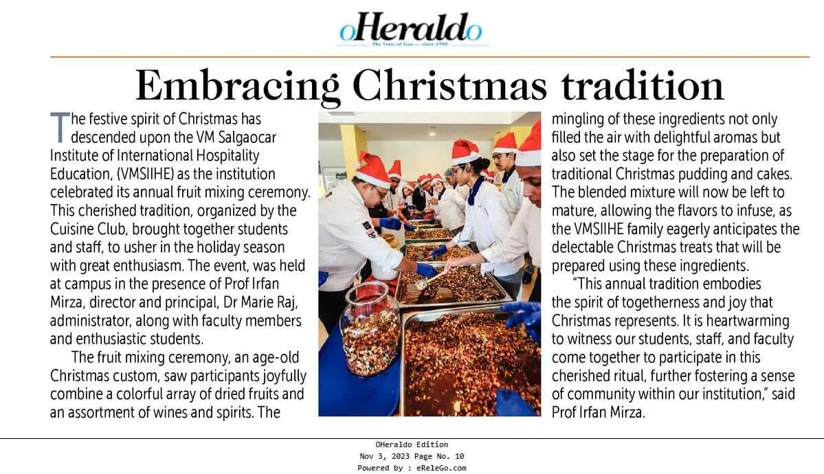 VMSIIHE -Hospitality College India-News
