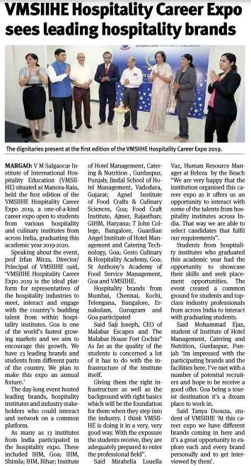 VMSIIHE -Hospitality College in Goa, India-News