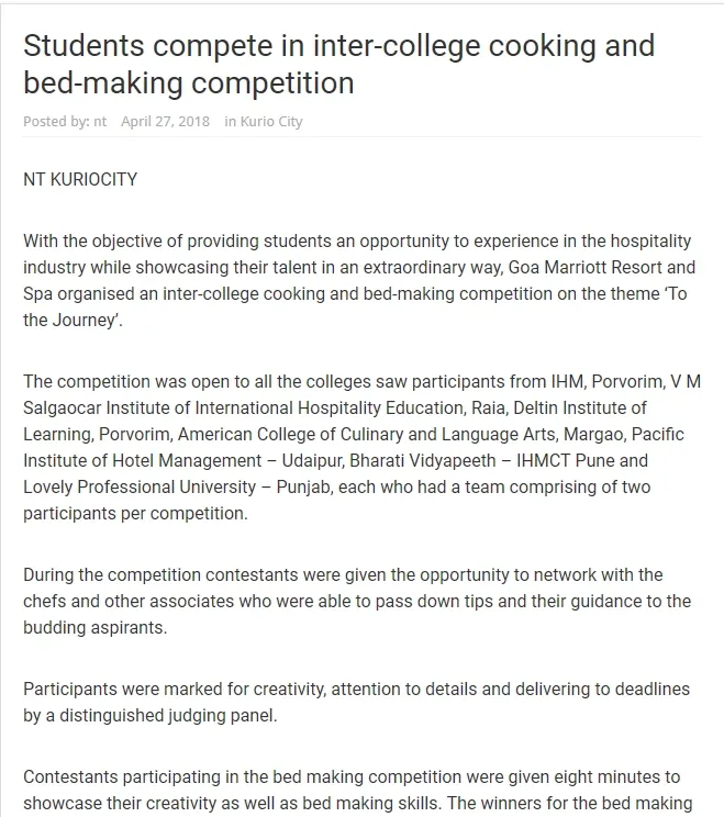 VMS- Hospitality Institute in india