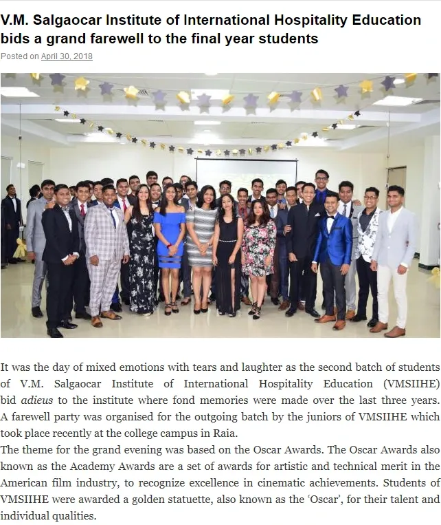 VMS- Hospitality Institute in india