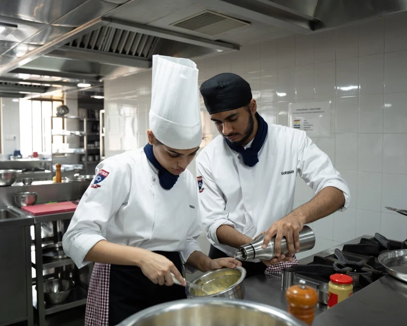 A VMSIIHE culinary student learning directly with an instructor
