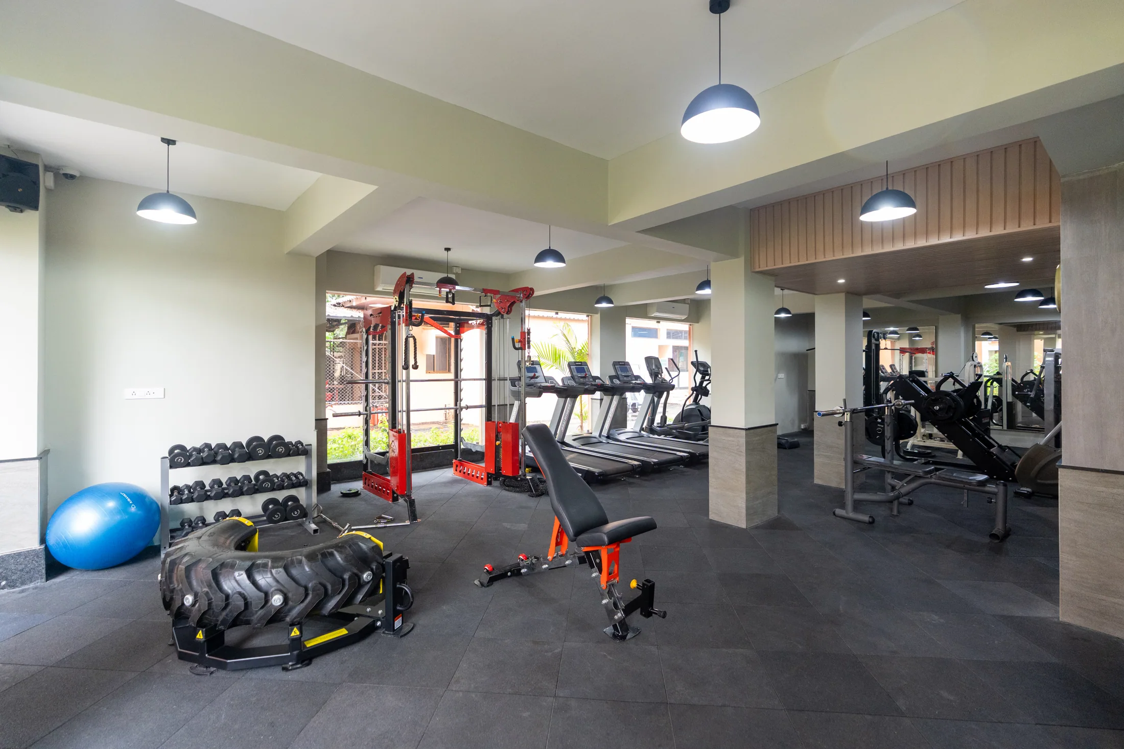 Campus gym with weight and cardio equipment