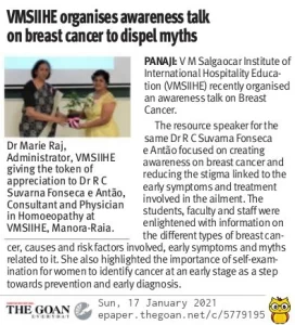 VMSIIHE -Top Hospitality College in Goa, India-News