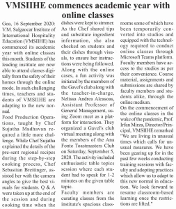 VMSIIHE -Top Hospitality College in Goa, India-News