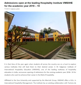 VMS- Hospitality Institute in india