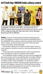 VMSIIHE -Top Hospitality College in Goa, India-News