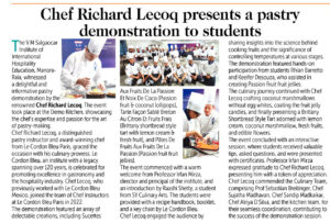 Chef Richard Lecoq presents a pastry demonstration to students