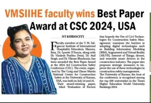 VMSIIHE faculty wins Best Paper Award