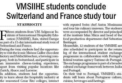 VMSIIHE -Hospitality College India-News