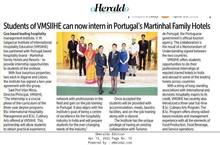 VMSIIHE -Hospitality College India-News